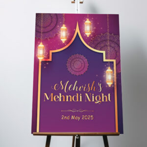 Personalised Purple lantern Arch Vinyl Sticker And Foamex Wedding Welcome Sign