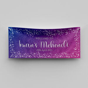 Purple Mandala Melodies Design Wedding PVC Banner | With Two Eyelets