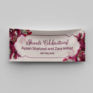 Bougainvillea Flowers Garden Arch Design Wedding PVC Banner | With Two Eyelets 2