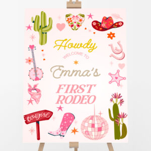 Rodeo Cowgirl Pink Welcome Sign | Vinyl Sticker And Foamex Welcome Sign