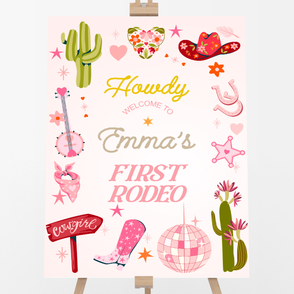 Rodeo Cowgirl Pink Welcome Sign | Vinyl Sticker And Foamex Welcome Sign Rodeo Cowgirl Pink Welcome Sign | Vinyl Sticker And Foamex Welcome Sign