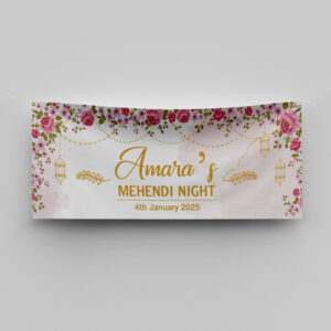 Blush Lantern Bloom Design Wedding PVC Banner | With Two Eyelets