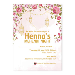 A6 Blush Lantern Bloom Wedding Invitation | 350gsm Card Shaadi Invitation (No Envelope)