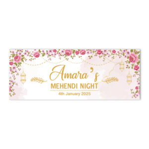Blush Lantern Bloom Design Wedding PVC Banner | With Two Eyelets 2