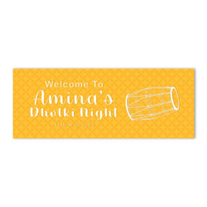 Mehendi Yellow Dholki Design Wedding PVC Banner | With Two Eyelets 2