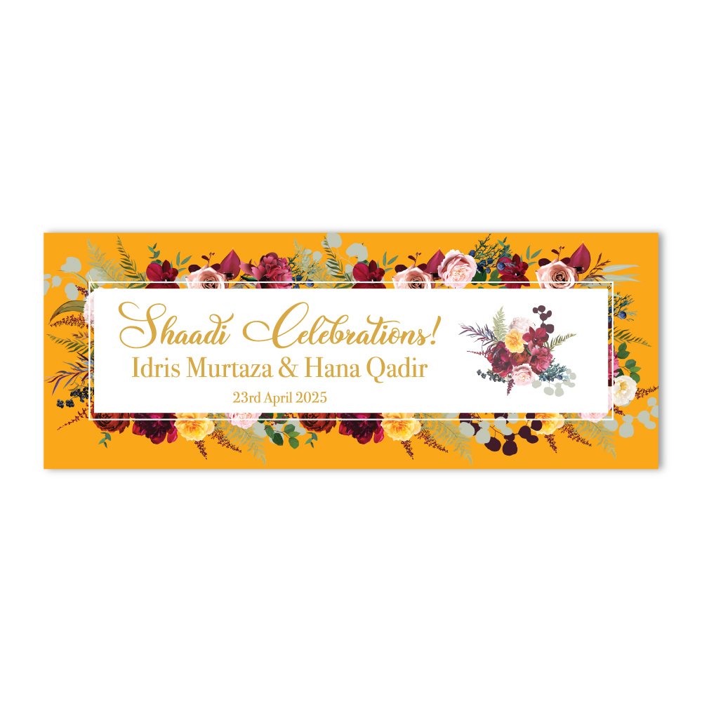 Indian Summer Bouquet Design Wedding PVC Banner | With Two Eyelets 2