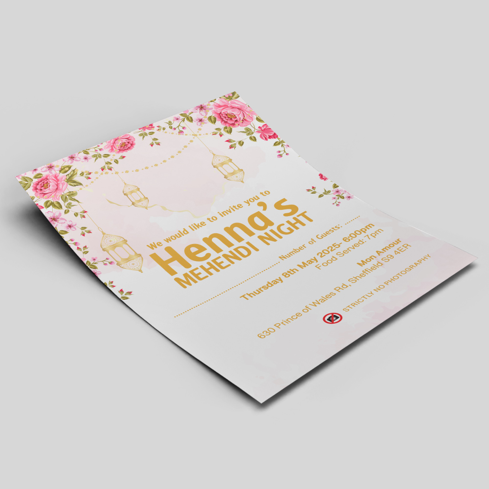 A6 Blush Lantern Bloom Wedding Invitation | 350gsm Card Shaadi Invitation (No Envelope) 3