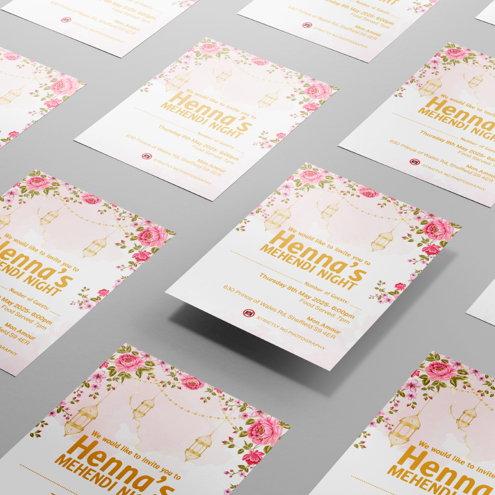 A6 Blush Lantern Bloom Wedding Invitation | 350gsm Card Shaadi Invitation (No Envelope) 4