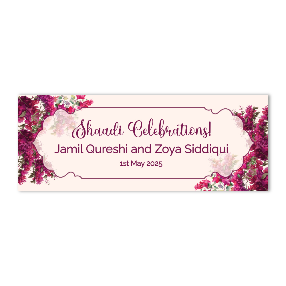 Bougainvillea Flowers Garden Arch Design Wedding PVC Banner | With Two Eyelets