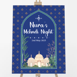 Personalised Mughal Mirage in Royal Blue Vinyl Sticker And Foamex Wedding Welcome Sign