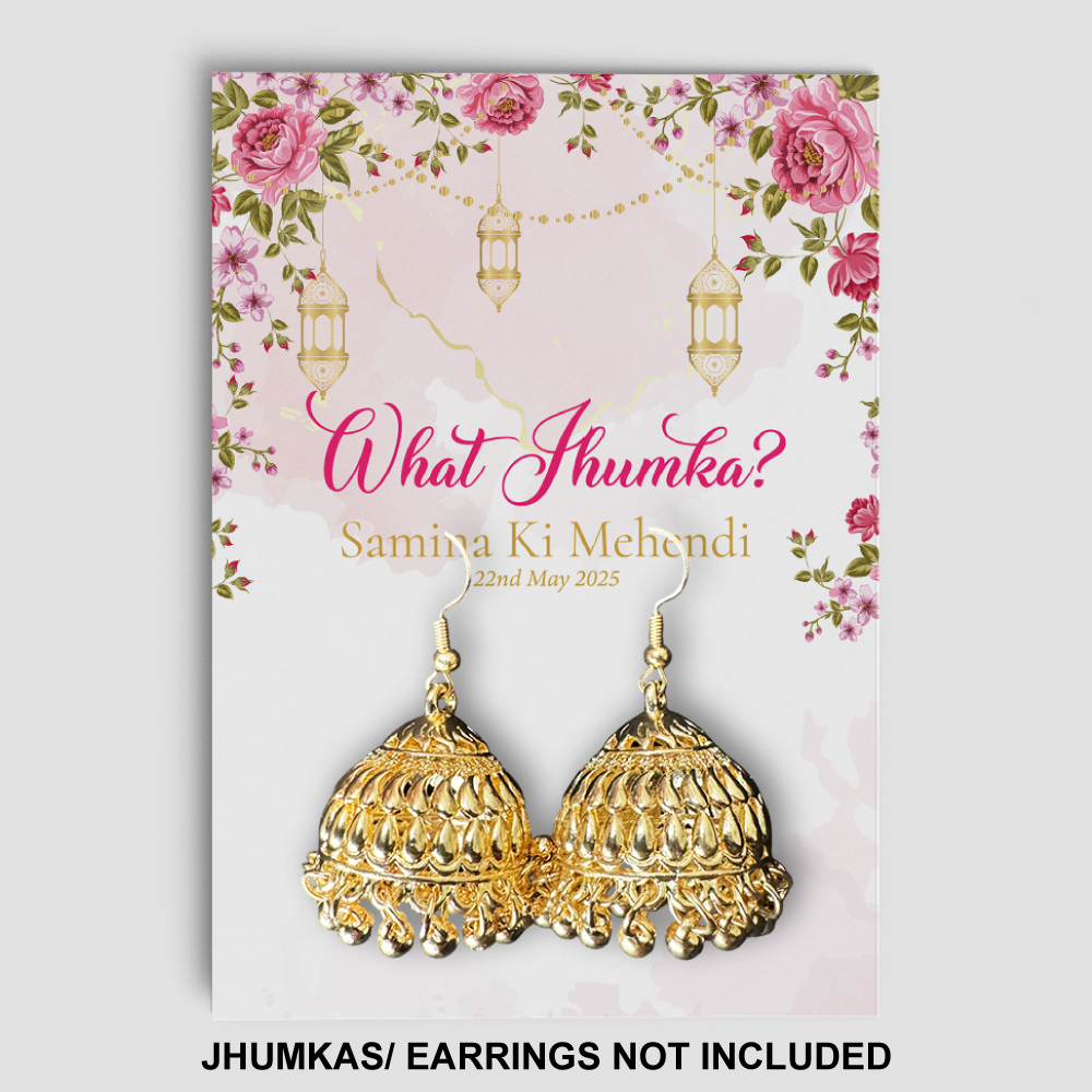 A7 Blush Lantern Bloom Jhumka Cards | Jhumkas or Earrings NOT Included A7 Blush Lantern Bloom Jhumka Cards | Jhumkas or Earrings NOT Included
