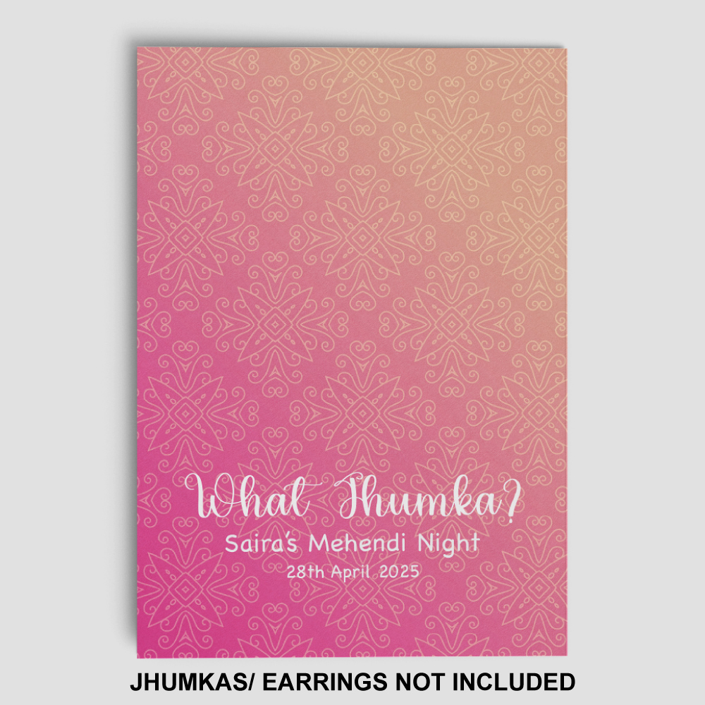 A7 Pink Mirage Ornamental Jhumka Cards | Jhumkas or Earrings NOT Included 2