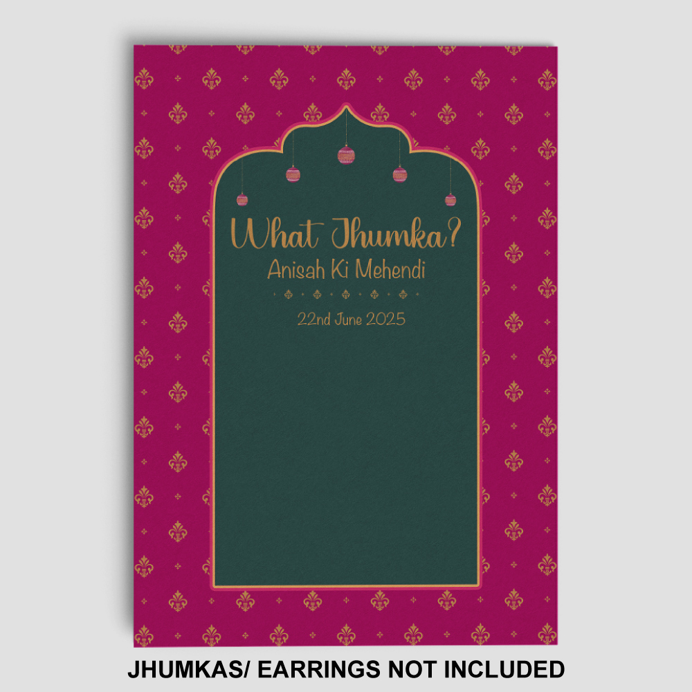 A7 Hot Pink Royale Arch Jhumka Cards | Jhumkas or Earrings NOT Included 2