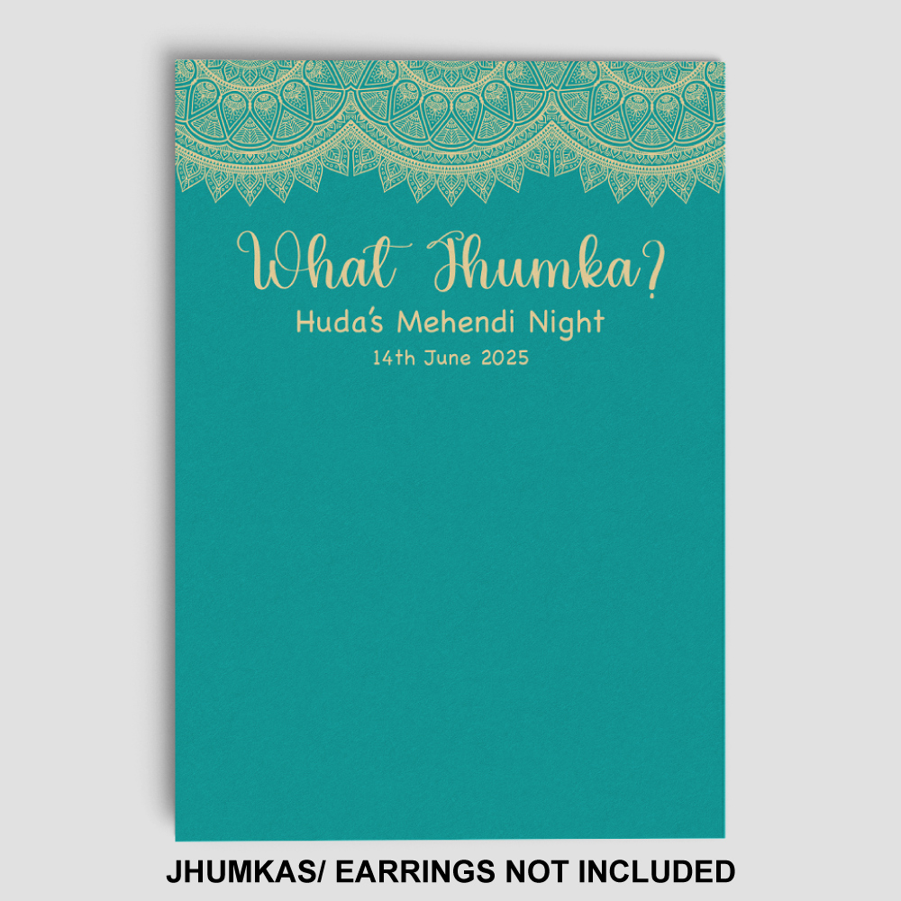A7 Turquoise Royal Mandala Jhumka Cards | Jhumkas or Earrings NOT Included 2