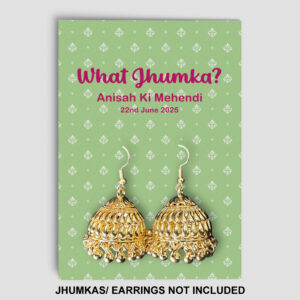 A7 Mint Green Fleur-De-Lis Pattern Jhumka Cards | Jhumkas or Earrings NOT Included