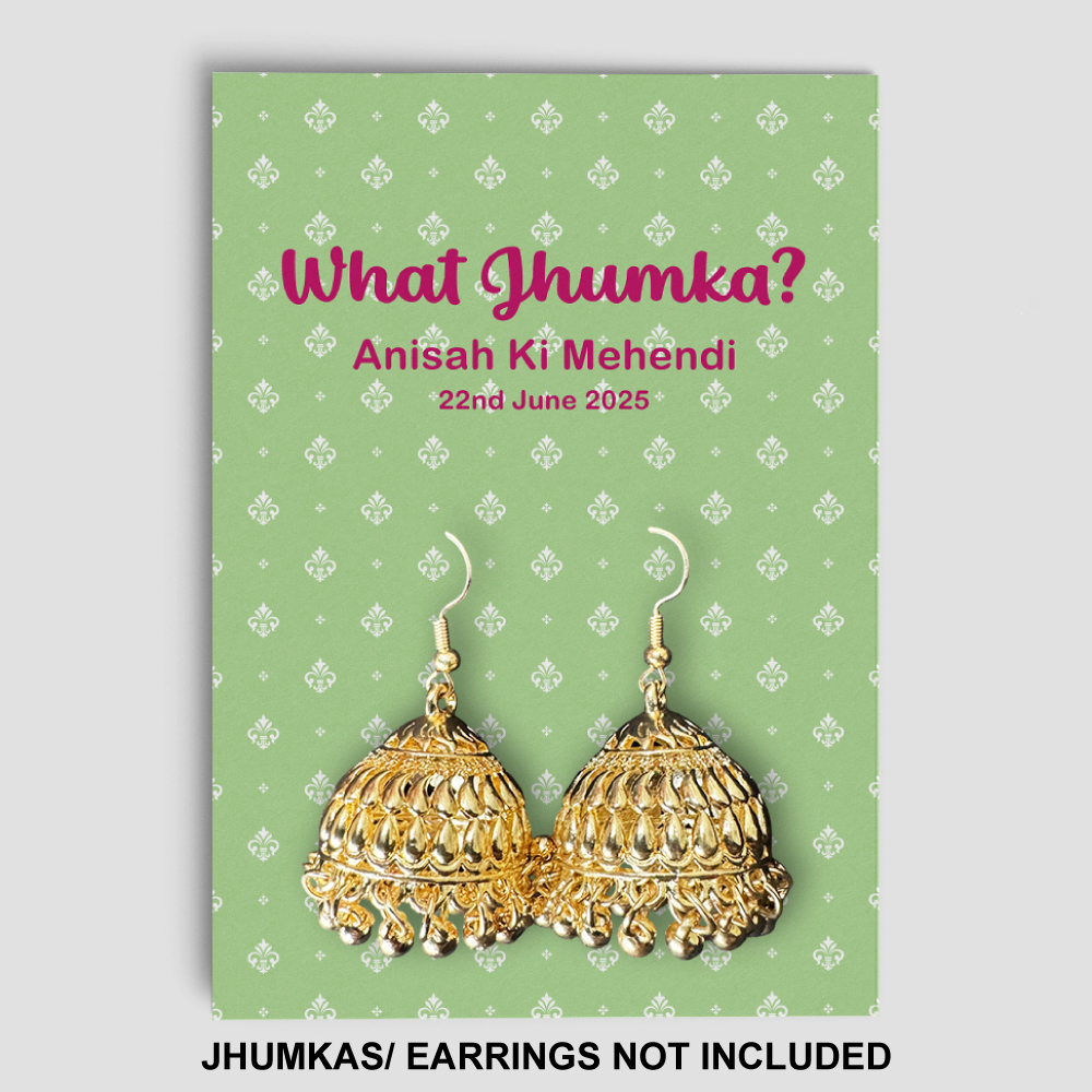 A7 Mint Green Fleur-De-Lis Pattern Jhumka Cards | Jhumkas or Earrings NOT Included A7 Mint Green Fleur-De-Lis Pattern Jhumka Cards | Jhumkas or Earrings NOT Included