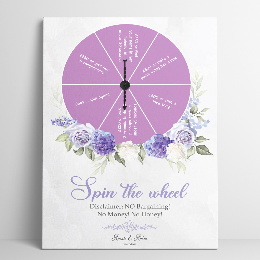Lilac Promise Vinyl Sticker And Foamex Spinning Wedding Welcome Sign | Spinning Arrow Included Lilac Promise Vinyl Sticker And Foamex Spinning Wedding Welcome Sign | Spinning Arrow Included