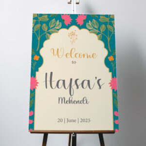 Royal Teal Bloom Vinyl Sticker And Foamex Wedding Welcome Sign
