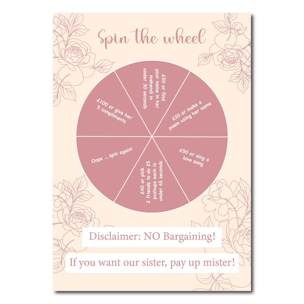 Vinyl Sticker ONLY | Personalised Blush Rose Motion Design | Spinning Arrow Included 2