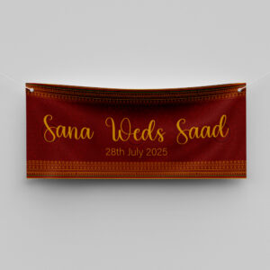 Royal Red Mandala Design Wedding PVC Banner | With Eyelets