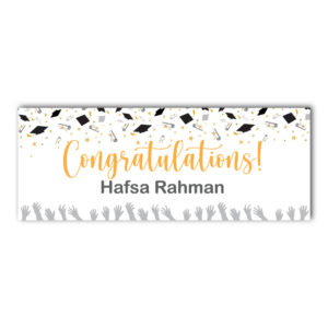 Personalised Graduation Banner | High Fives & Higher Caps | PVC Banner | With Eyelets