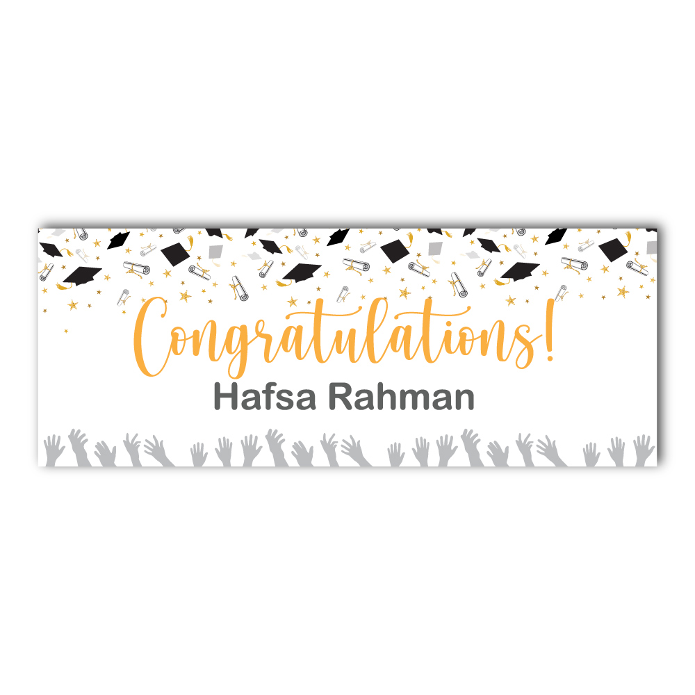 Personalised Graduation Banner | High Fives & Higher Caps | PVC Banner | With Eyelets