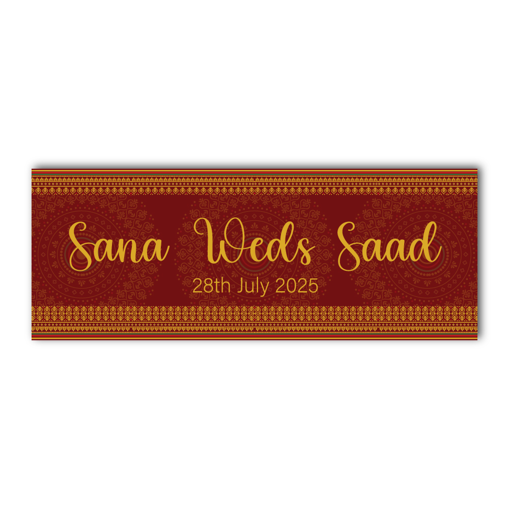 Royal Red Mandala Design Wedding PVC Banner | With Eyelets 2