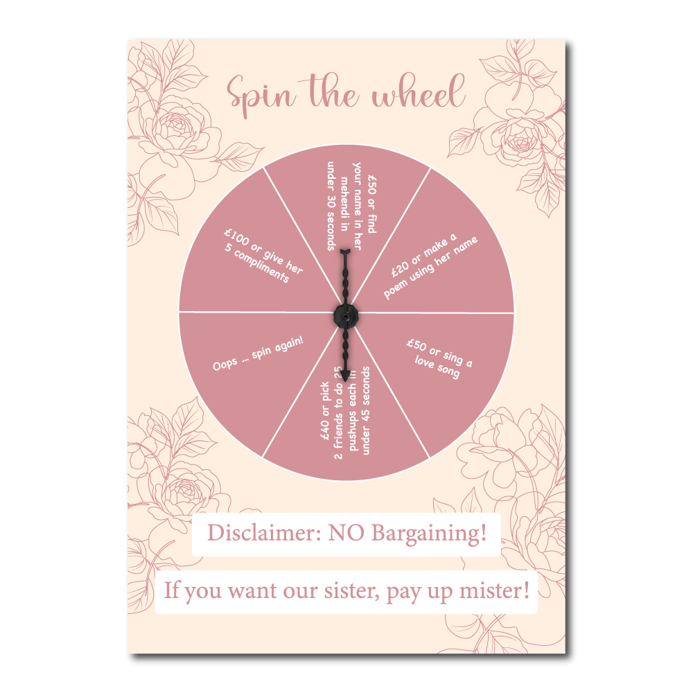 Vinyl Sticker ONLY | Personalised Blush Rose Motion Design | Spinning Arrow Included Vinyl Sticker ONLY | Personalised Blush Rose Motion Design | Spinning Arrow Included