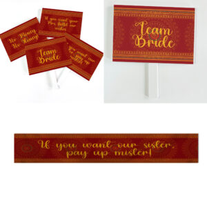 Pay Up Mister Signs | Wedding Gate Signs & PVC Banner Bundle | Royal Red Mandala Design