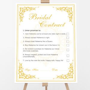 Ornate Gold Frame Wedding Contract