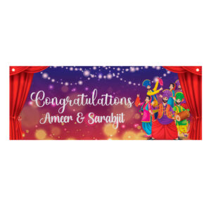 Bhangra Stage Celebration Design Wedding PVC Banner | With Eyelets