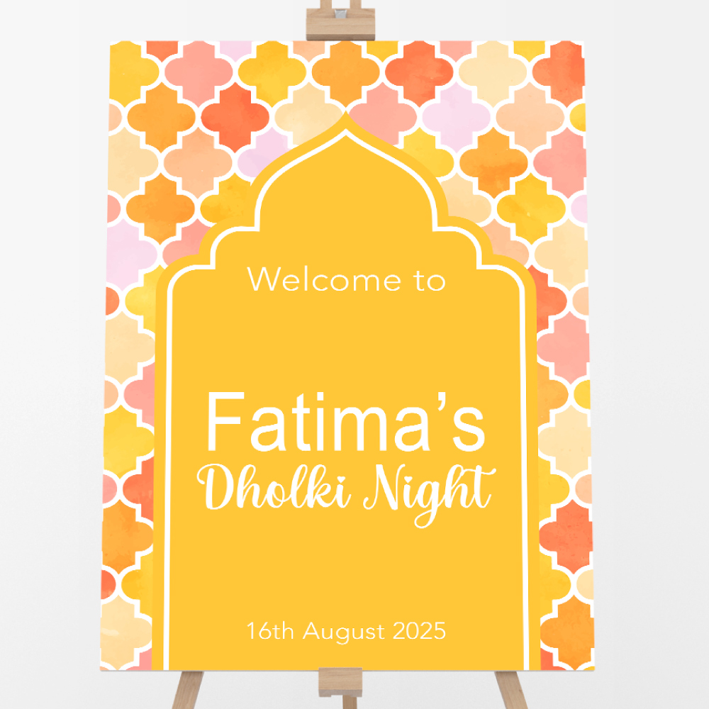 Riad Romance Personalised Welcome Board | 5mm Thick Premium Quality Acrylic Sign OR 5mm Foam Board