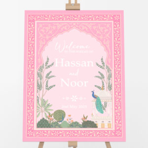 Pink Peacock Garden Personalised Welcome Board | 5mm Thick Premium Quality Acrylic Sign OR 5mm Foam Board
