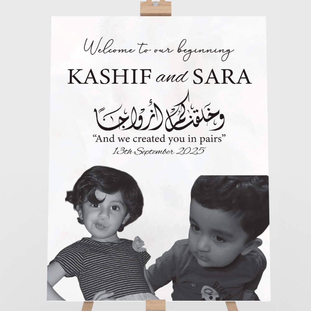 Our Story Begins Personalised Welcome Board | 5mm Thick Premium Quality Acrylic Sign OR 5mm Foam Board