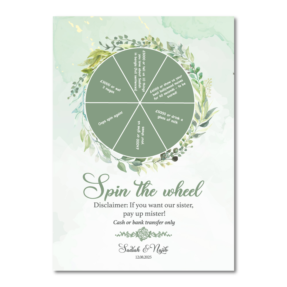 Vinyl Sticker ONLY | Personalised Ever After Green Spinning Design | Spinning Arrow Included 1