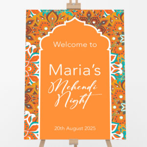 Saffron Petal Arch Personalised Welcome Board | 5mm Thick Premium Quality Acrylic Sign OR 5mm Foam Board