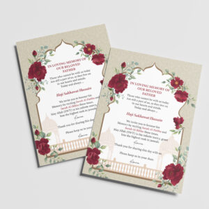 A6 Red Floral Mughul Arch Nikkah Duaa Cards 4