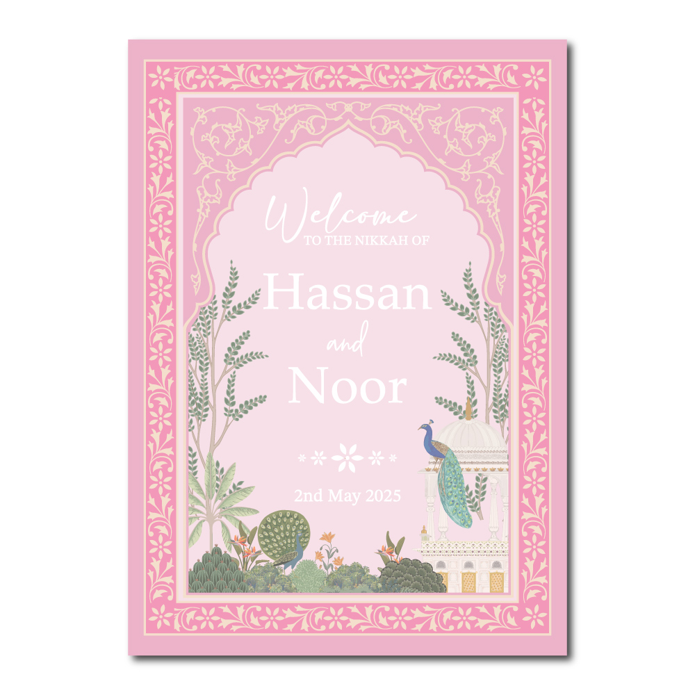 Vinyl Sticker ONLY | Personalised Pink Peacock Garden Design | Vinyl Sticker