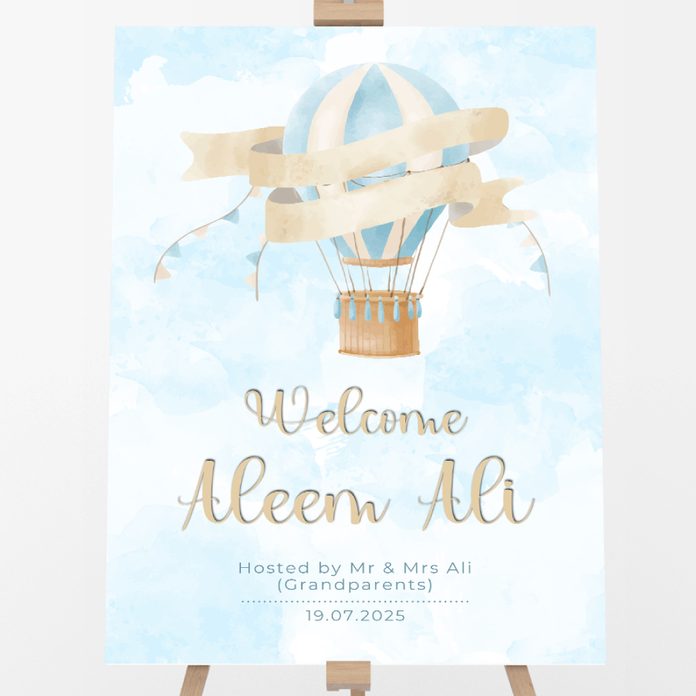 Blue Skies, Baby Smiles Welcome Sign | Vinyl Sticker And Foamex Welcome Sign | 5mm Thick Premium Quality Acrylic Sign OR 5mm Foam Board
