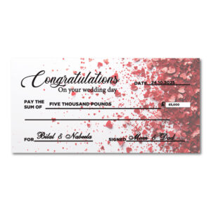 Heart Confetti Cheque Gift Cheque Style Card | 350gsm Smooth Card