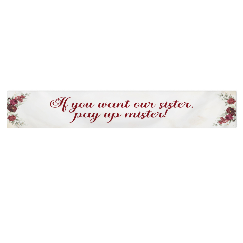 Pay Up Mister Signs | Wedding Gate Signs & PVC Banner Bundle | Red Flower & Gold Marble Design 6