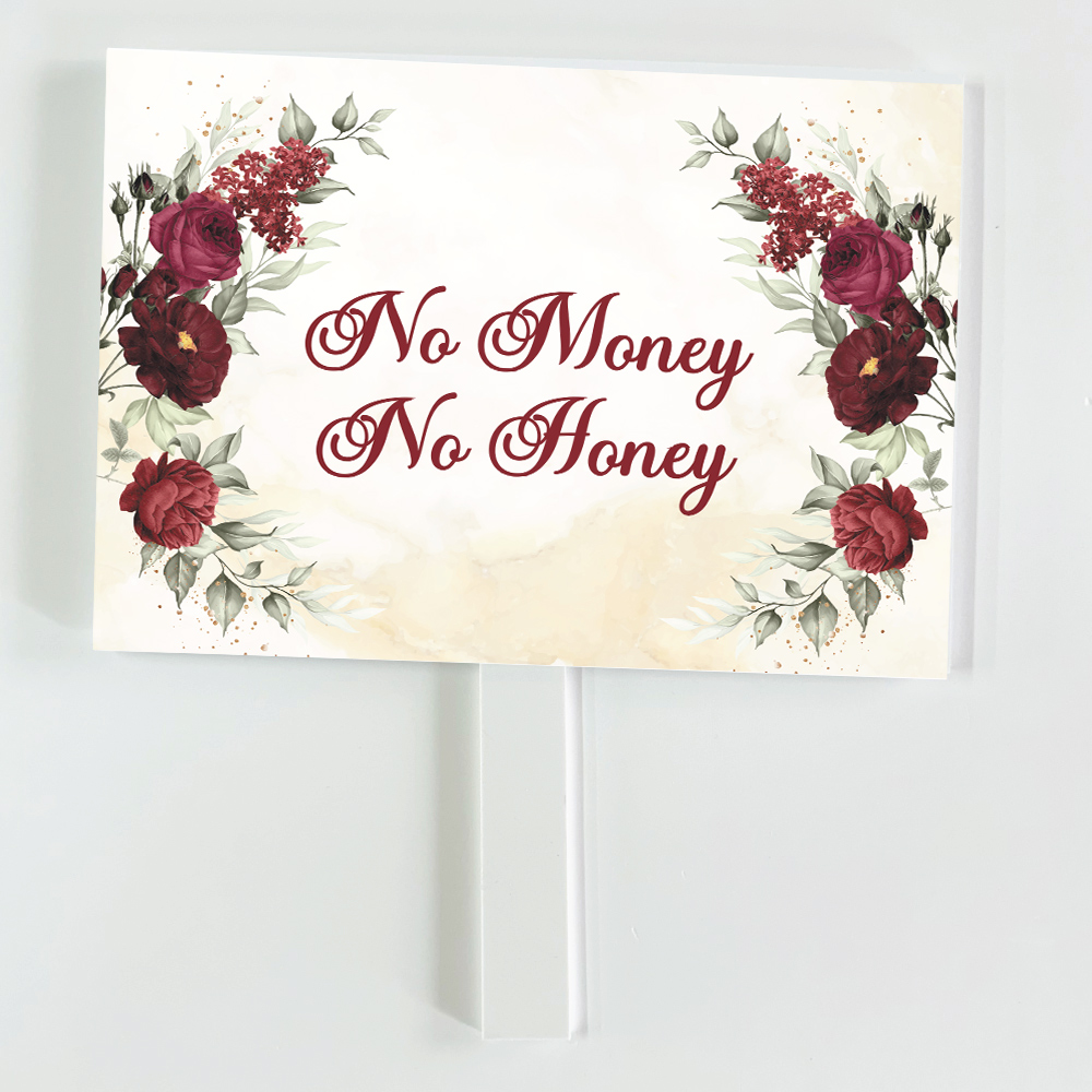 Pay Up Mister Signs | Wedding Gate Signs & PVC Banner Bundle | Red Flower & Gold Marble Design 2