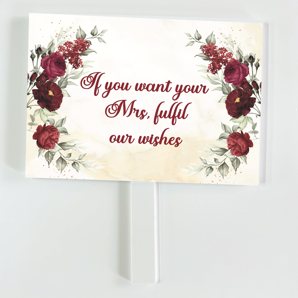 Pay Up Mister Signs | Wedding Gate Signs & PVC Banner Bundle | Red Flower & Gold Marble Design 3