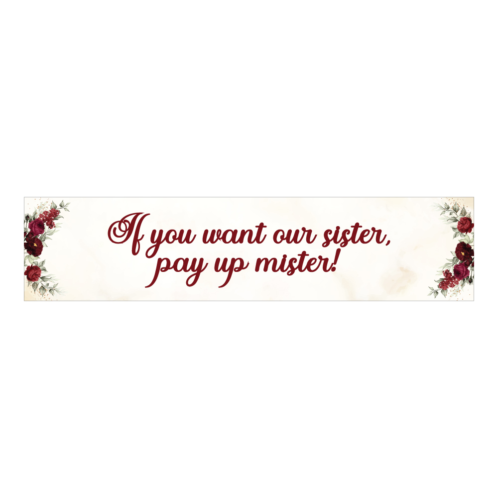 Pay Up Mister Signs | Wedding Gate Signs & PVC Banner Bundle | Red Flower & Gold Marble Design 7