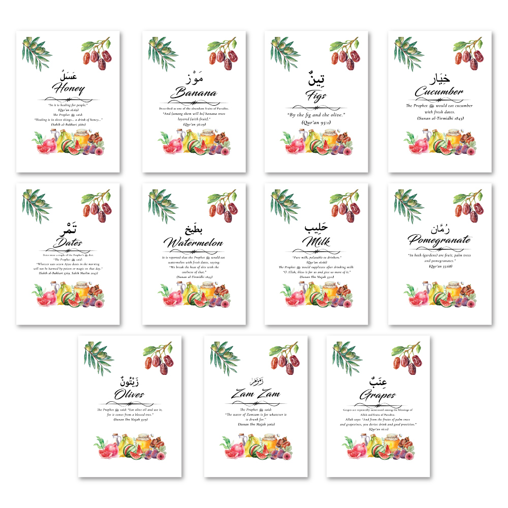 Personalised Watercolour Sunnah Spread A7 Table Cards